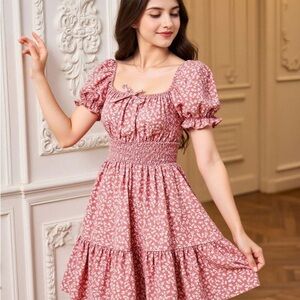 SHEIN Teen Girl Ditsy Floral Print Ruffle Hem Dres size 10-11y C1